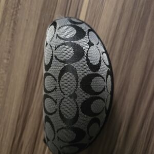 Coach Signature Pattern Eyeglass Case in Black and Gray